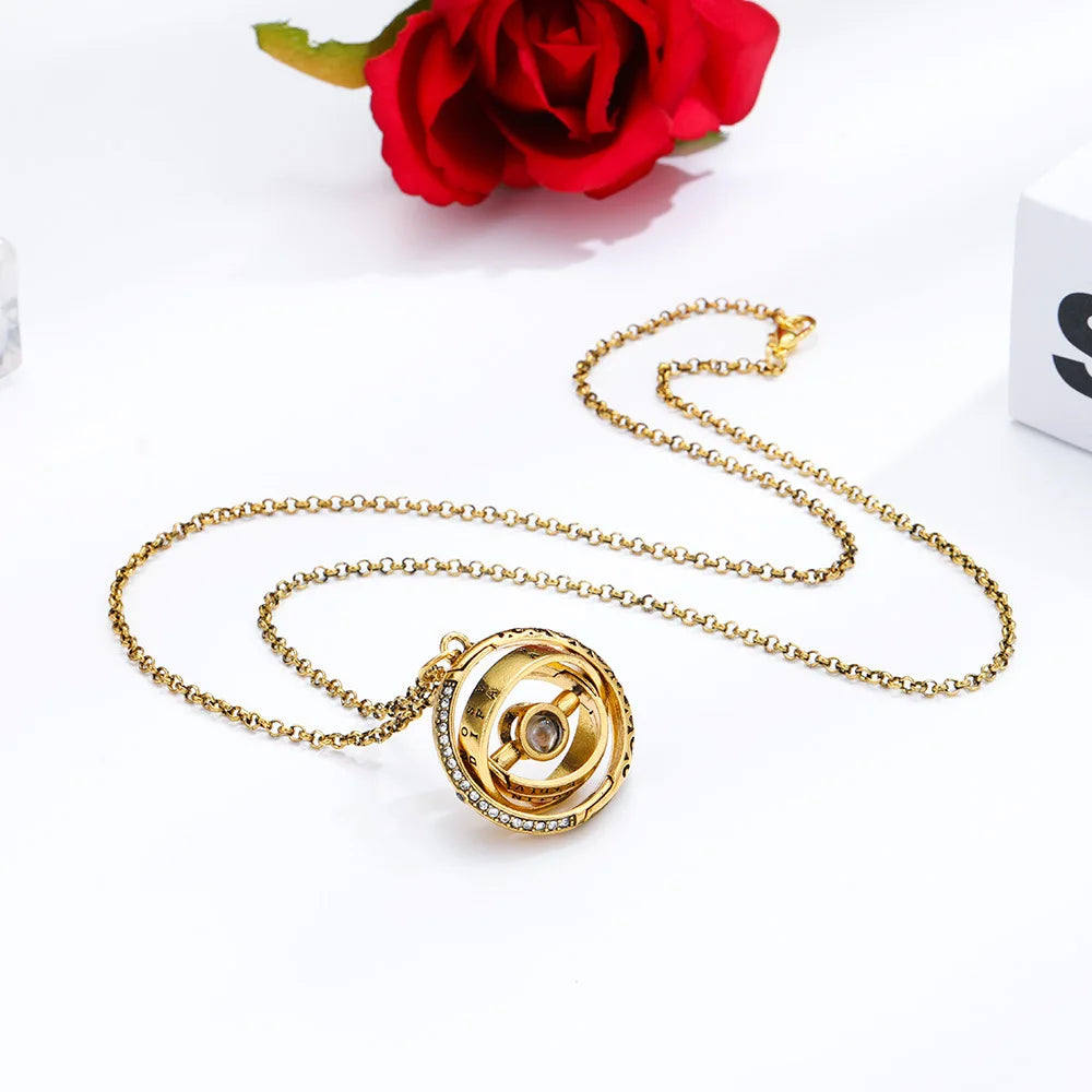 Astronomical Ball Projection Necklace 100 Language I Love You