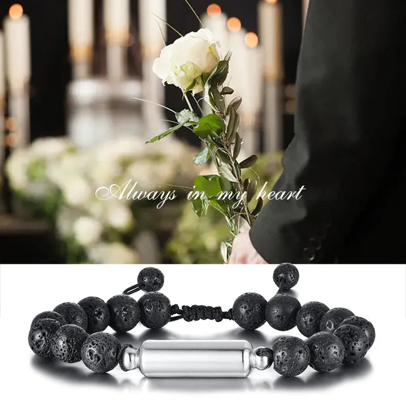 Casual Lava Stone Beads Urn Bracelets for Ashes