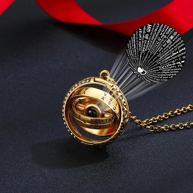 Astronomical Ball Projection Necklace 100 Language I Love You