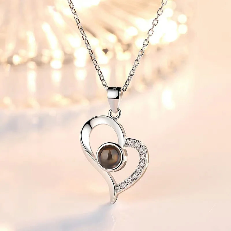Necklace Set With Rose Gift Box 100 Languages I Love You