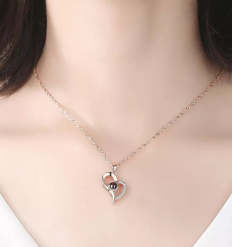 Necklace Set With Rose Gift Box 100 Languages I Love You