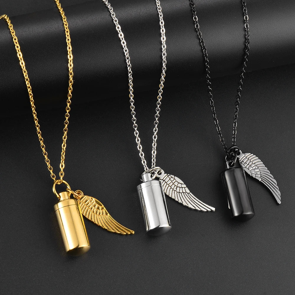 angel wings ashes urn pendant Necklace for Ashes Memorial