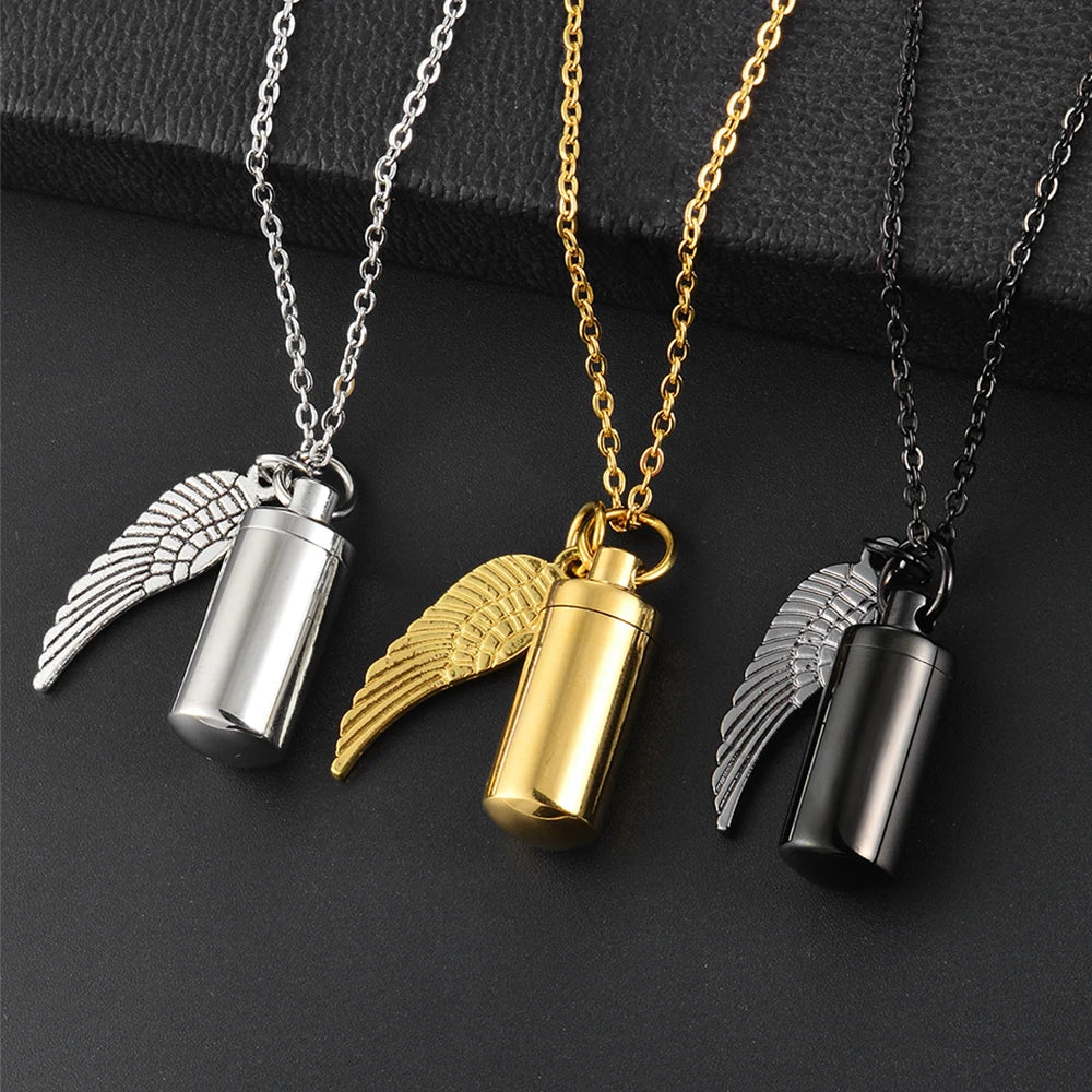 angel wings ashes urn pendant Necklace for Ashes Memorial