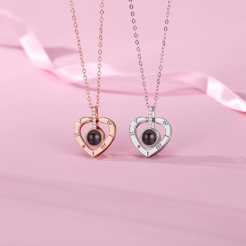 Necklace Set With Rose Gift Box 100 Languages I Love You